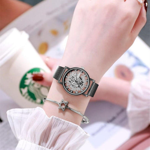 Mechanical Watch Ladies Metal Mesh Quartz Wrist Watches -JW00978-Veeddydropshipping