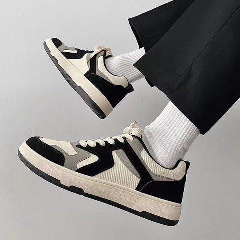 Color Matching Thick Sole Shoes Lace Up Sneakers-BS01399-Veeddydropshipping
