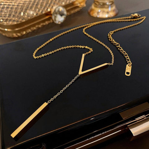 Stainless steel long sexy Clavicle Necklace Ladies -JW01337-Veeddydropshipping