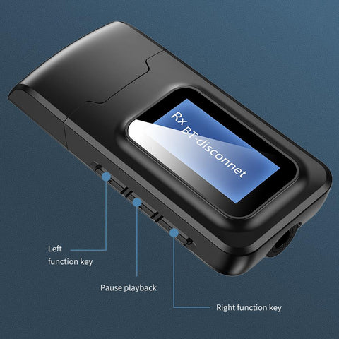 USB Bluetooth Receiver Transmitter LCD 3.5MM AUX Audio Bluetooth 5.0 Adapter -CE01270-Veeddydropshipping