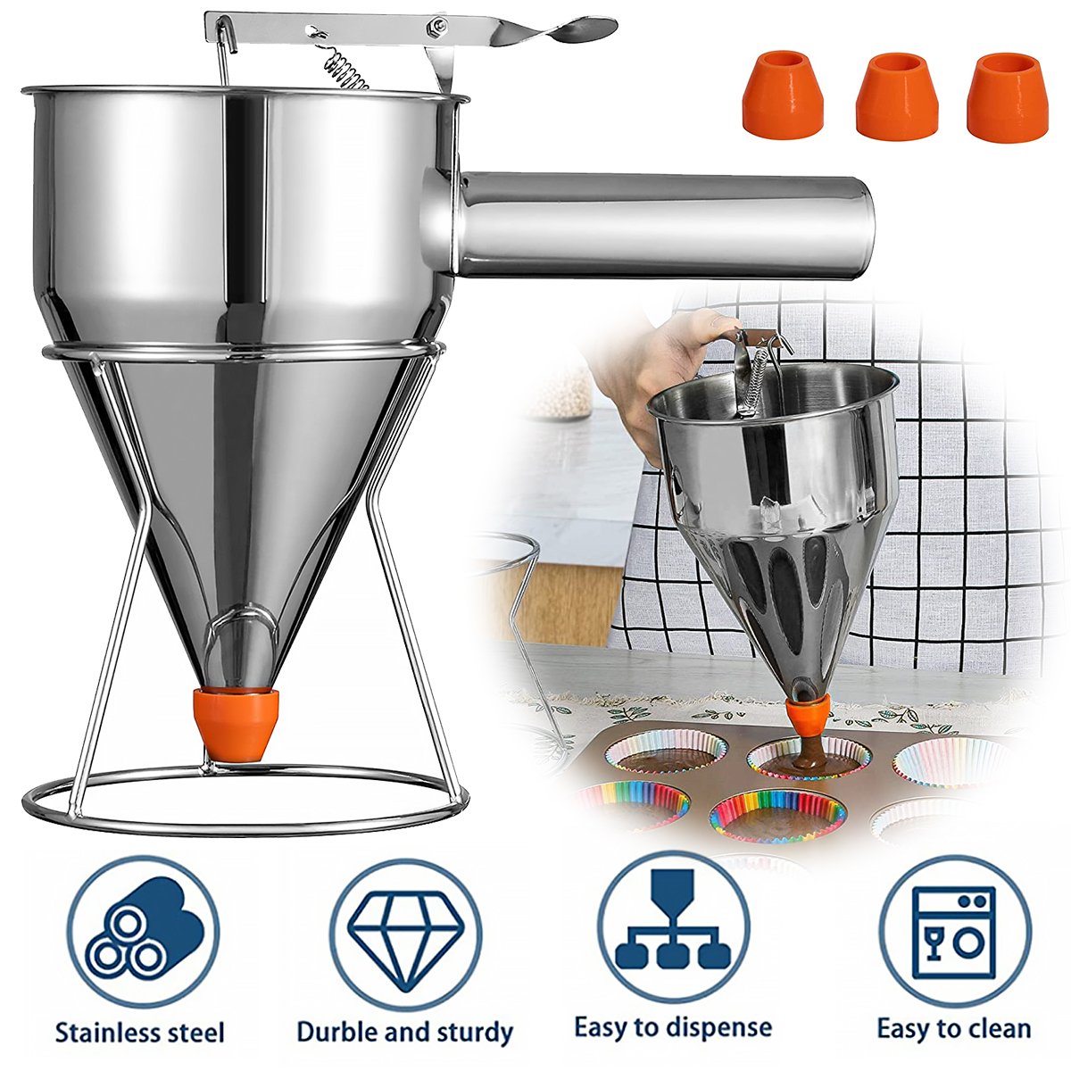 Pancake Batter Dispenser Multi-Caliber Stainless Steel-HA01201-Veeddydropshipping