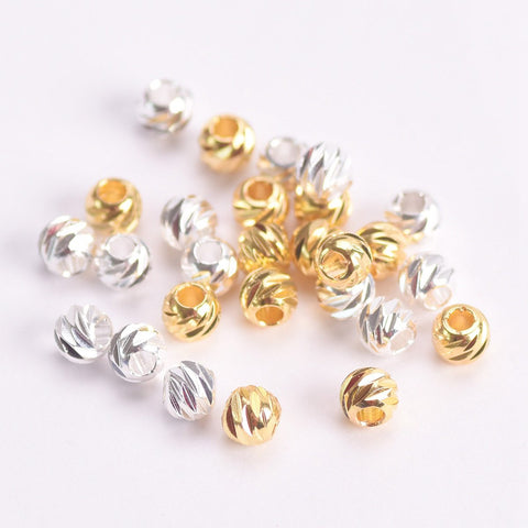 Round Carved Brass Metal Loose Spacer Beads For Jewelry Making-JW01653-Veeddydropshipping