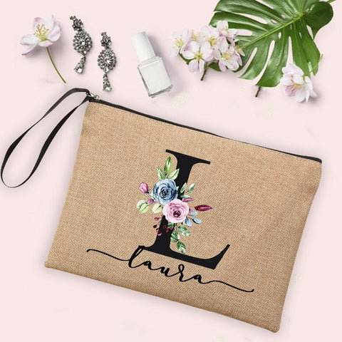 Cosmetic Bag Women Neceser Makeup Bag Linen Zipper Pouch-BS00089-Veeddydropshipping