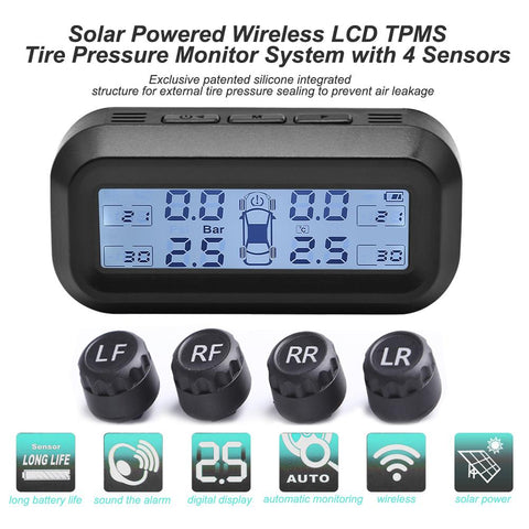Smart Car TPMS Tire Pressure Monitoring System Solar Power Digital TMPS-AM00153-Veeddydropshipping