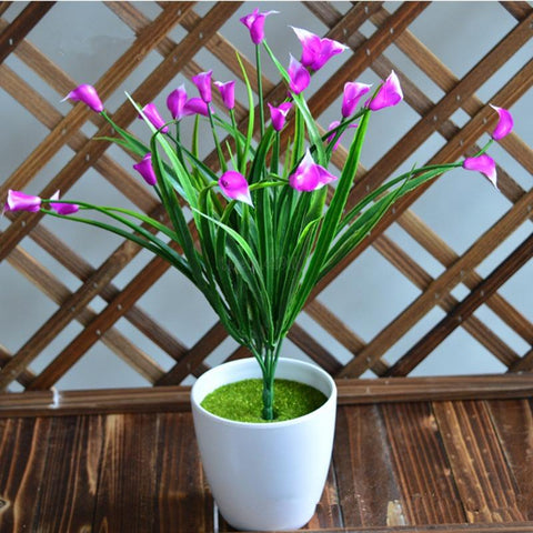 mini artificial calla with leaf plastic fake-HA00724-Veeddydropshipping