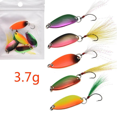 5pcs a bag Hard metal fishing spoon bait , &quot;S&quot;shape colorfull -OS00516-Veeddydropshipping