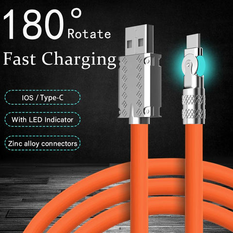 120W 6A Rotating Fast Charging Data Cable for Apple Samsung Xiaomi Huawei Glowing-PA00431-Veeddydropshipping