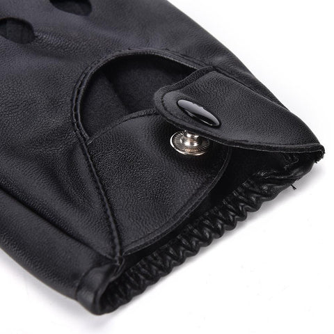 Men Women PU Leather Gloves Lovers Fingerless Mittens Black Half Finger -OS00901-Veeddydropshipping