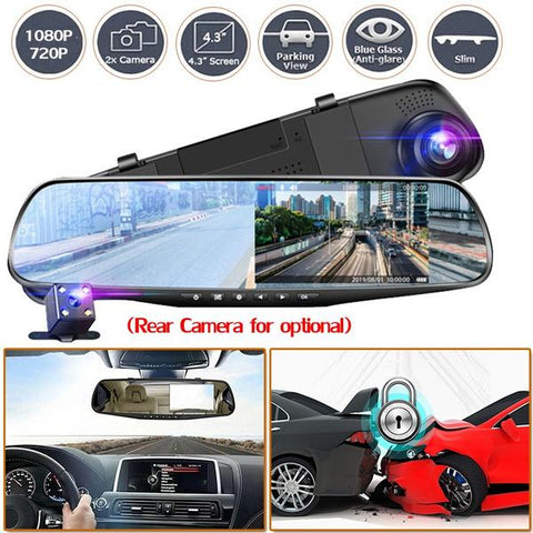 Car Rearview Mirror Dual Lens Driving Video Recorder Rearview Dash Camera-AM00714-Veeddydropshipping