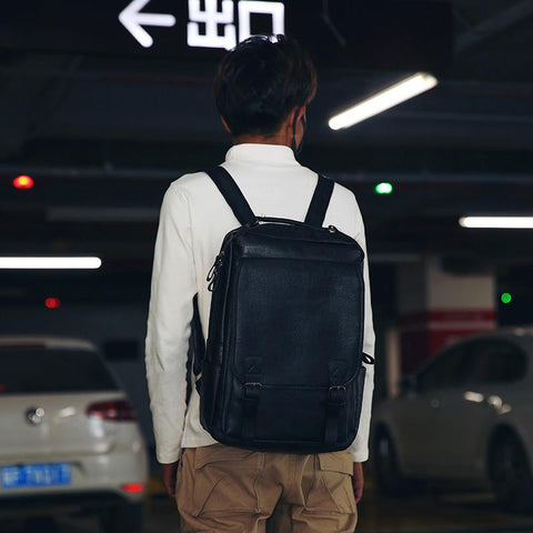 Casual Fashion Bags For Men Retro Zipper PU Leather Backpacks Male-BS00337-Veeddydropshipping