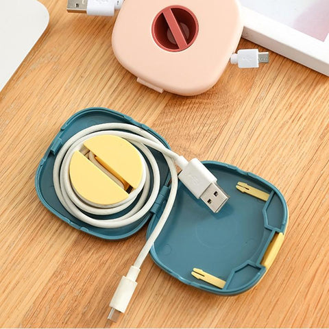 Cable Organizer Protable Earphone Wire Bag Cable Case Storage Box Rotatable Earphone-PA00863-Veeddydropshipping