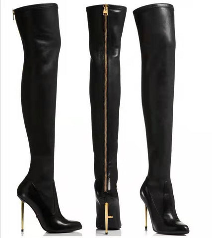 Long Boots Woman Thin Heel Ladies Pointed Toe Party-BS01043-Veeddydropshipping