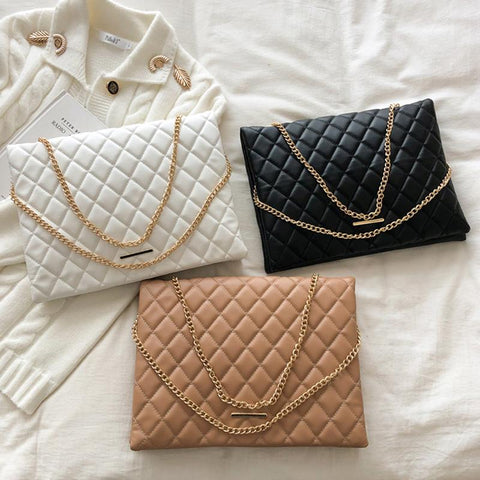 Plaid Pu Leather Crossbody Bags For Women Large Envelope-BS00116-Veeddydropshipping