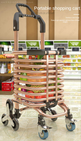 Multifunctional Stainless Steel Shopping Cart-HA01747-Veeddydropshipping