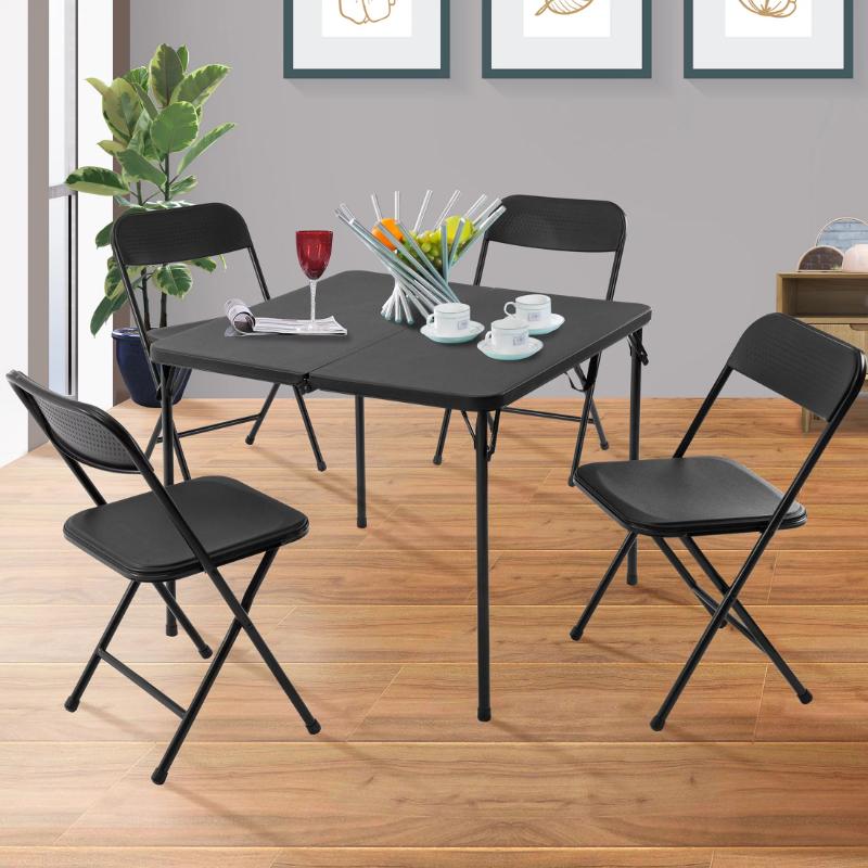 5 Piece Resin Card Table and Four Chairs Set-HA01594-Veeddydropshipping