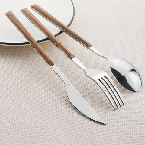 Imitation Wood Handle Cutlery Tableware Set-HA01309-Veeddydropshipping