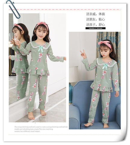 2 Pcs Cotton Girls Pajamas Sets Autumn Winter Long Sleeve Girls-TB01057-Veeddydropshipping