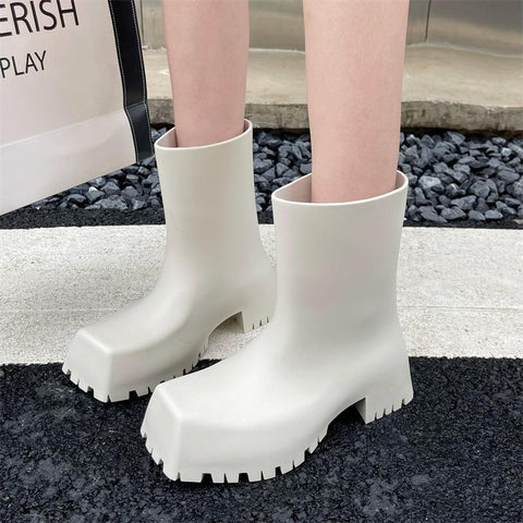 Rain Boots Waterproof Non-slip Short Boot Square Toe Soft-BS00968-Veeddydropshipping