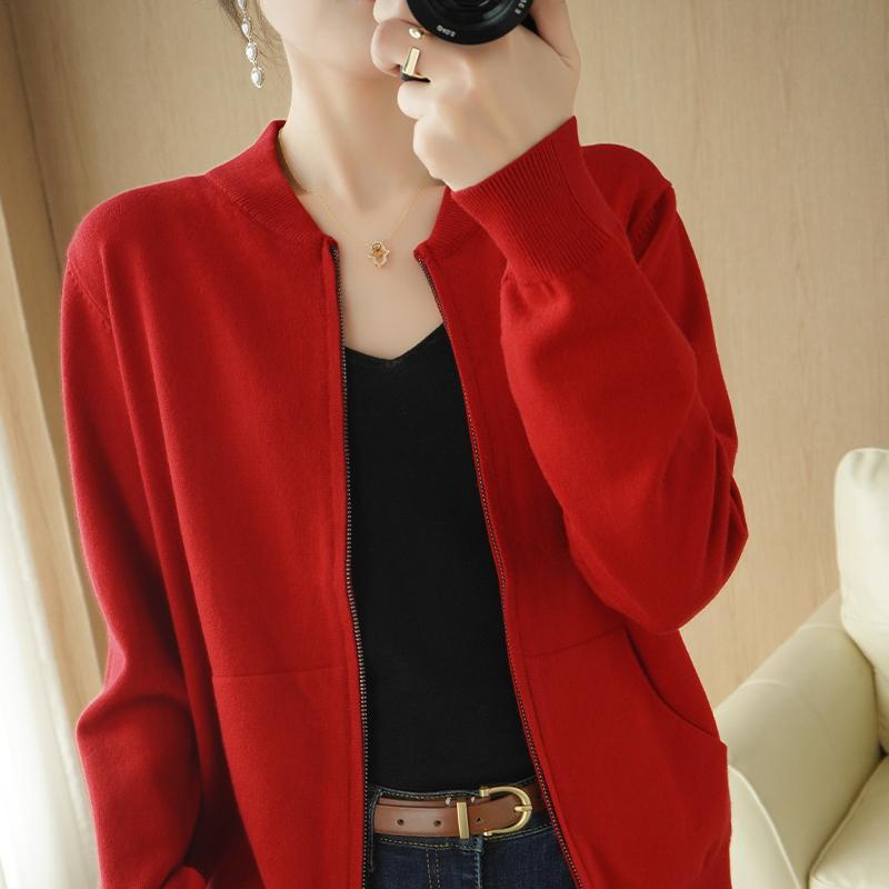 Cashmere Sweater Cardigan Women Collar Loose Knit Jacket-Veeddydropshipping