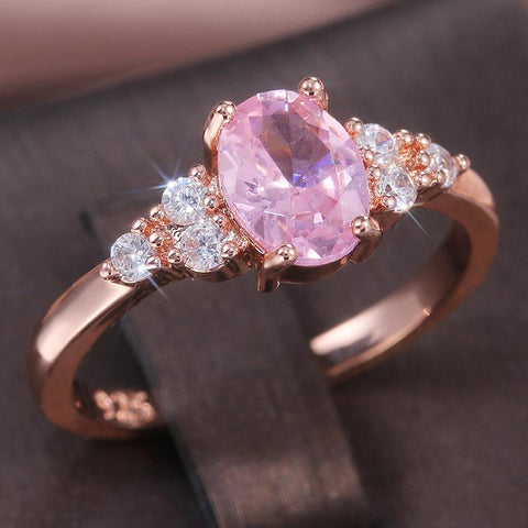 Romantic Pink  Cubic Zircon Stone Princess Rings -JW00017-Veeddydropshipping