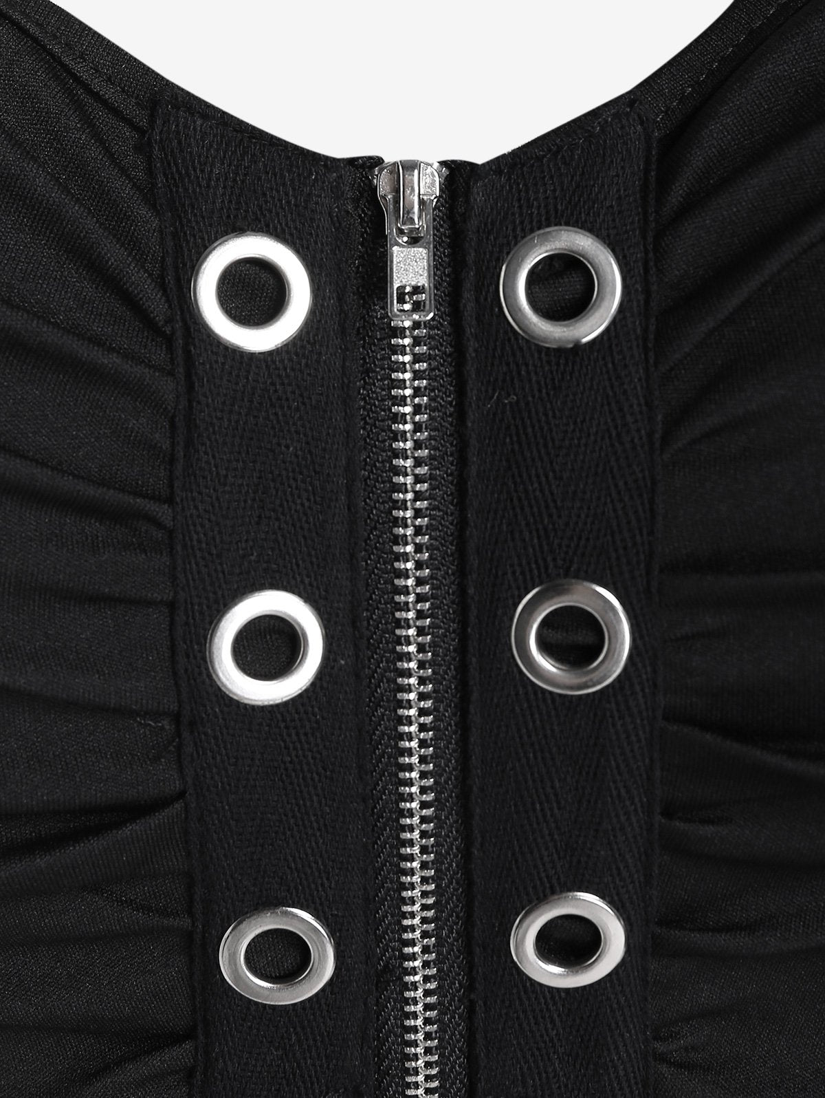 Full Zipper Grommets Camis Tops Buckle Strap Plaid Vest-Veeddydropshipping