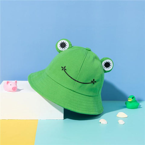 Children&#39;s Korean-Style Cute Frog Fisherman Hat Cotton Embroidered-TB00458-Veeddydropshipping