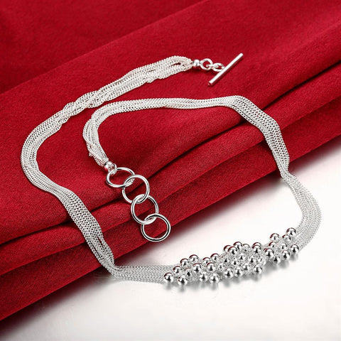 925 Sterling Silver Grape beads Bracelet necklace earrings Jewelry set -JW00211-Veeddydropshipping