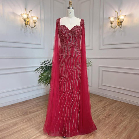Beaded Mermaid Cape Sexy Evening Dresses-WF01586-Veeddydropshipping