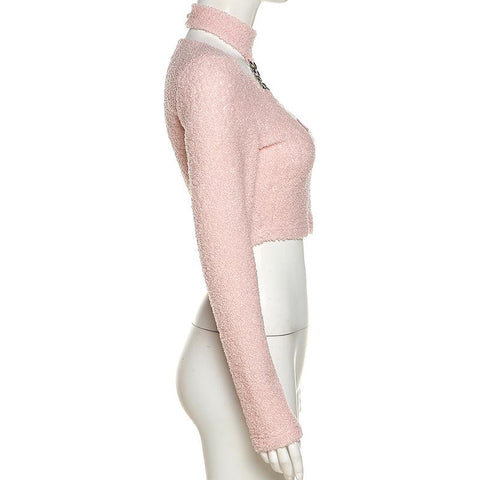 Fit Navel Fashion Square Collar Label Short T-shirt-WF00095-Veeddydropshipping
