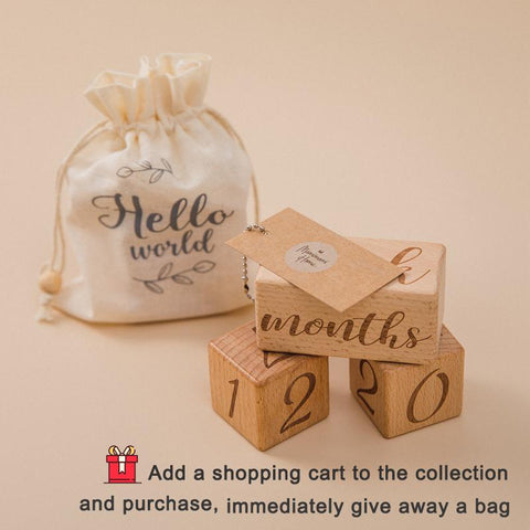 3pcs/set Handmade Baby Milestone Cards Square Engraved Wood Infants-TB00779-Veeddydropshipping