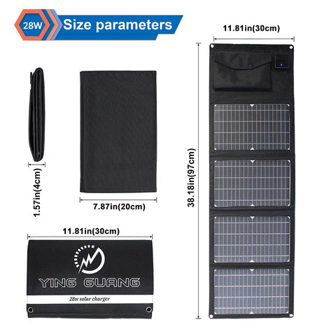 Upgraded 28W 21W 14W Portable Solar Panel Charger Double USB 5V 18V DC Camping-PA00092-Veeddydropshipping