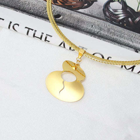 Fine Jewelry Gold Color Wedding Necklace And Earring Set-JW01331-Veeddydropshipping