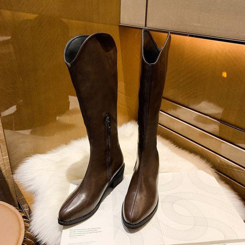 Wedges Long Boots Lady Riding Cowboy Boots Autumn-BS01026-Veeddydropshipping