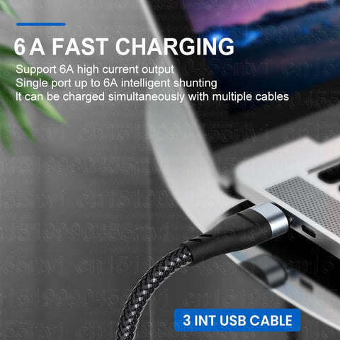 6A 3 in 1 SuperCharging Cable Micro USB Type-C Fast Charger Micro USB Type-C Data Cable-PA00436-Veeddydropshipping