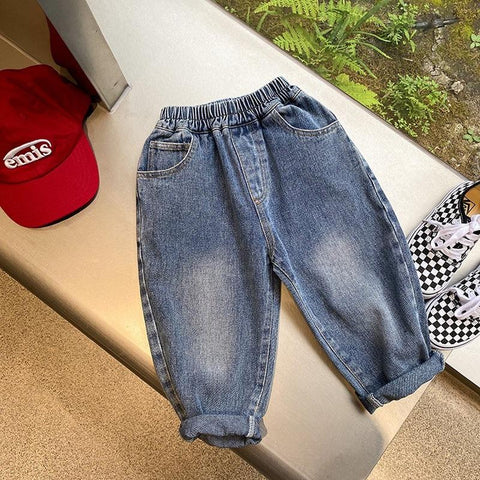 2022 Autumn boys retro style casual jeans 2-8 years Kids sand washed-TB01274-Veeddydropshipping