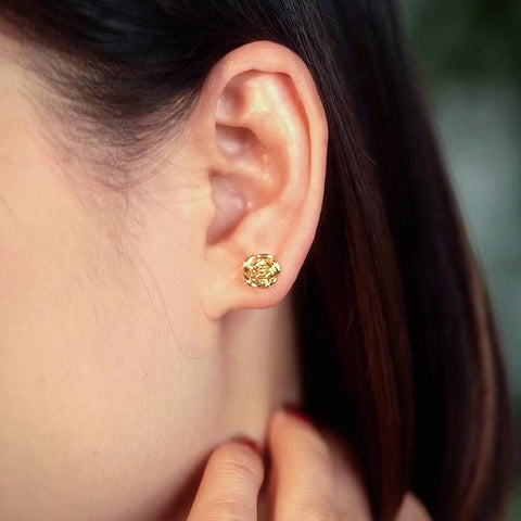 18K Gold Stud Earrings Women Gold Luxur Dimensional Rose Gifts -JW00087-Veeddydropshipping
