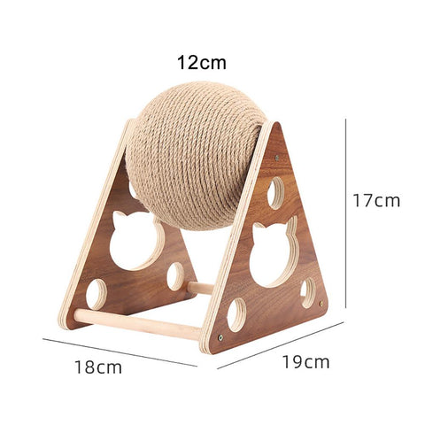Wood Stand Sisal Rope Ball Cat Scratcher Toy-HA01432-Veeddydropshipping
