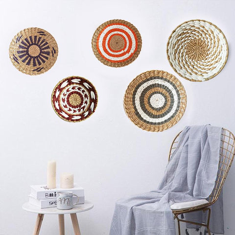 Straw Round Wall Decoration Pendants Creative-HA00211-Veeddydropshipping