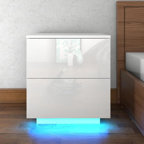LED Nightstands Coffee Tables With 2 Drawers-HA01738-Veeddydropshipping