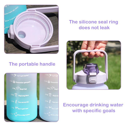 Water Bottle With Straw Time Marker Plastic Water Cup-HA01253-Veeddydropshipping