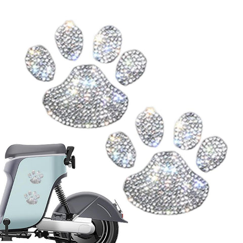 Crystal Dog Paw Print Car Stickers Bling Rhinestone Paw Decals Car Window-AM00076-Veeddydropshipping
