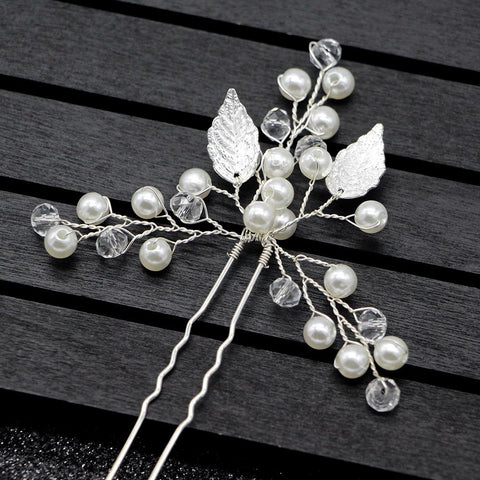 Pearl Hairpins Bridal Hair Accessories Wedding Hair Jewelry -JW00469-Veeddydropshipping