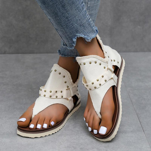 Women Chic Star Print Gladiator Sandals Ladies Punk Rivet Stud-BS00836-Veeddydropshipping