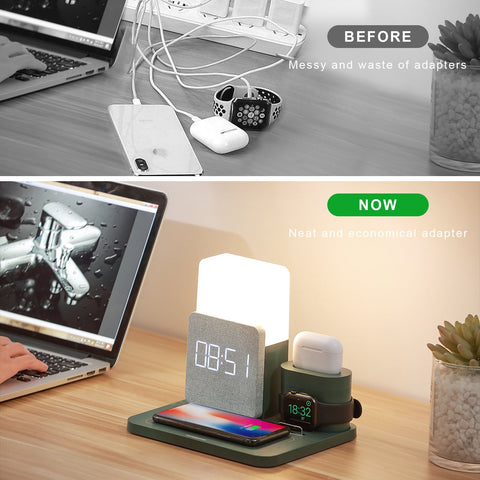 15W 3 in 1 Qi Wireless Charger for iPhone 14 iWatch Charger Desk Lamp -CE00141-Veeddydropshipping