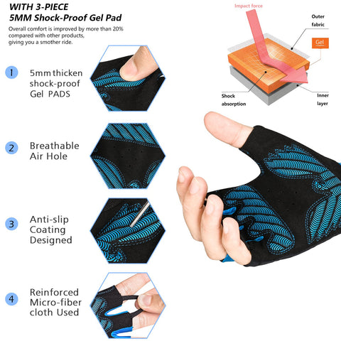 Bike Gloves Summer 5MM Pads MTB Bike Gloves Breathable Bicycle Gloves -OS00806-Veeddydropshipping