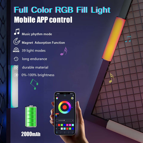 Photography Mini Handheld LED Light Stick Tube Stick RGB Lamp 2500-9000K-CE00459-Veeddydropshipping