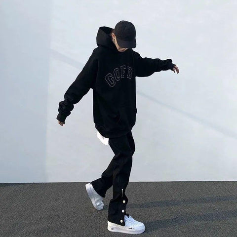 Casual Trousers Black Cargo Pants Design Slimming-MF00421-Veeddydropshipping