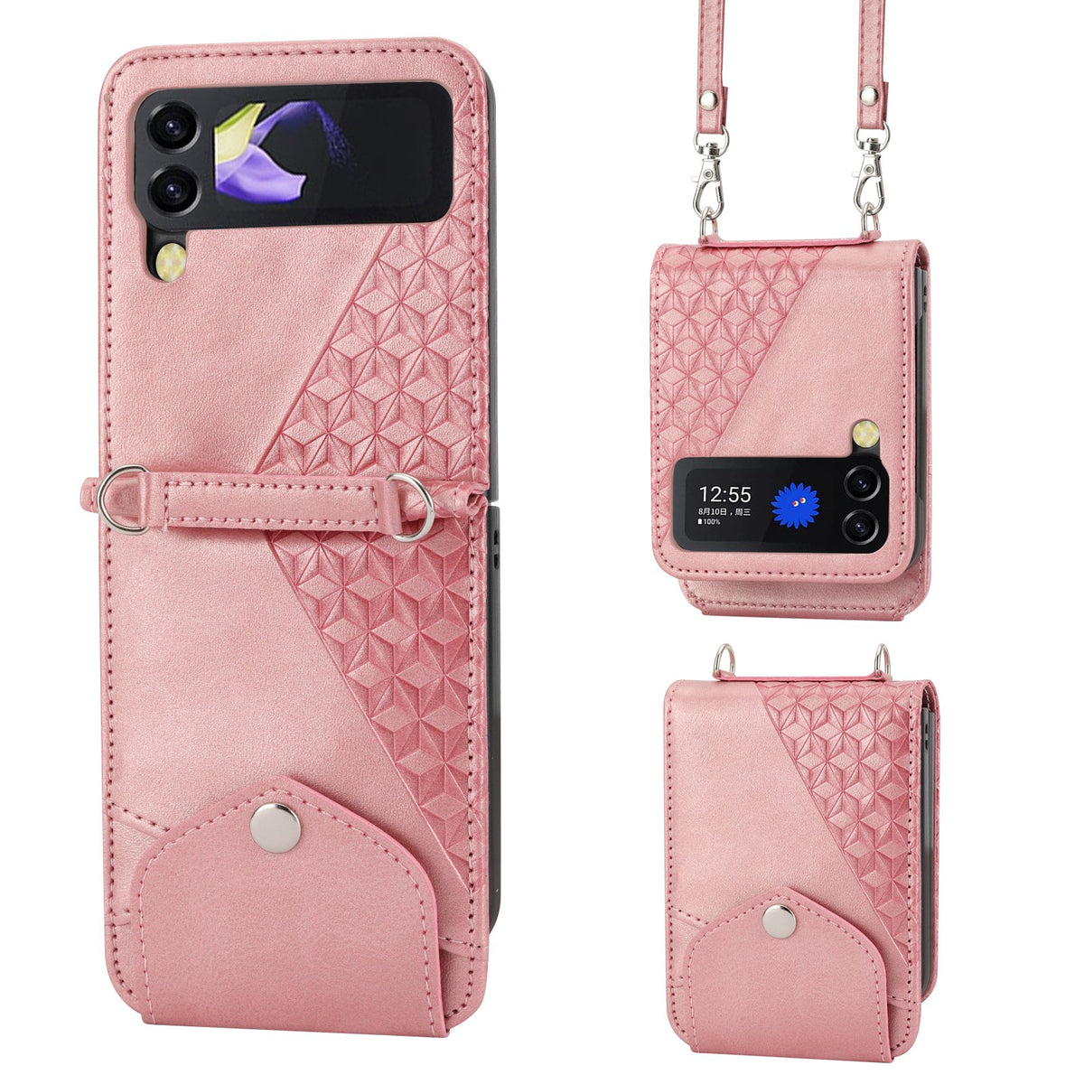 Lanyard Cards Slot Wallet Leather Case for Samsung Galaxy Z Flip 4 3 Flip3 5G-PA00215-Veeddydropshipping