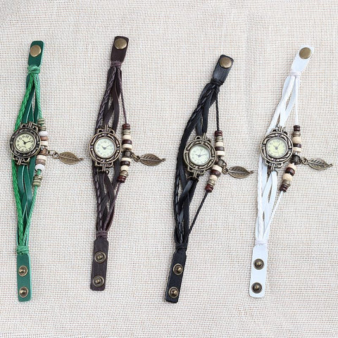 Leather Vintage Quartz Dress Watch Bracelet Wristwatches watch -JW00898-Veeddydropshipping