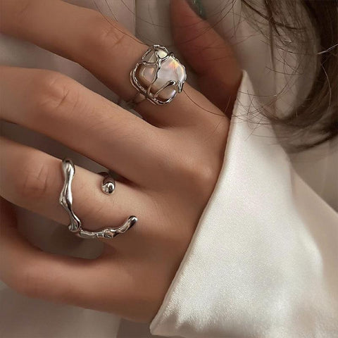 Fashion Silver Color Minimalist Twined Finger Rings Creative -JW01386-Veeddydropshipping